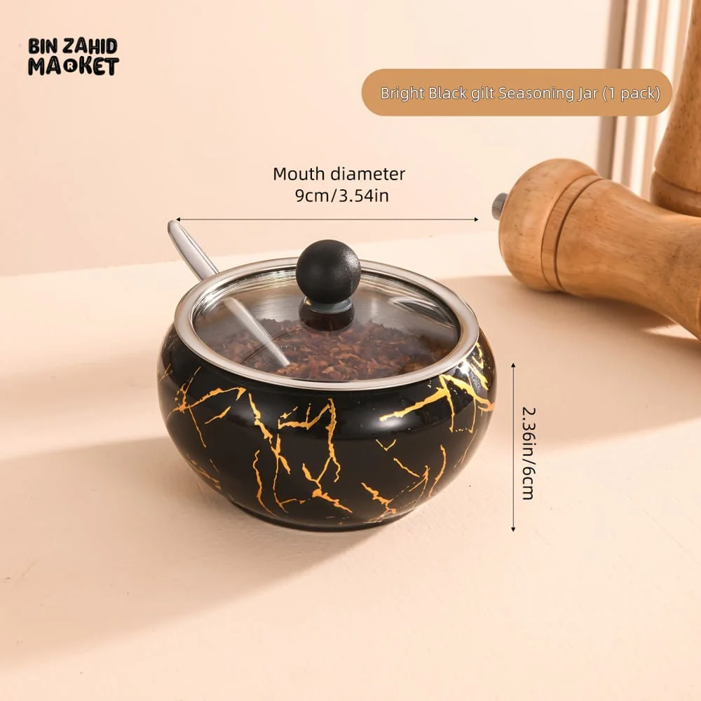 STAINLESS STEEL SEASONING JAR WITH SPOON & LID, SPICE SHAKER - Image 5