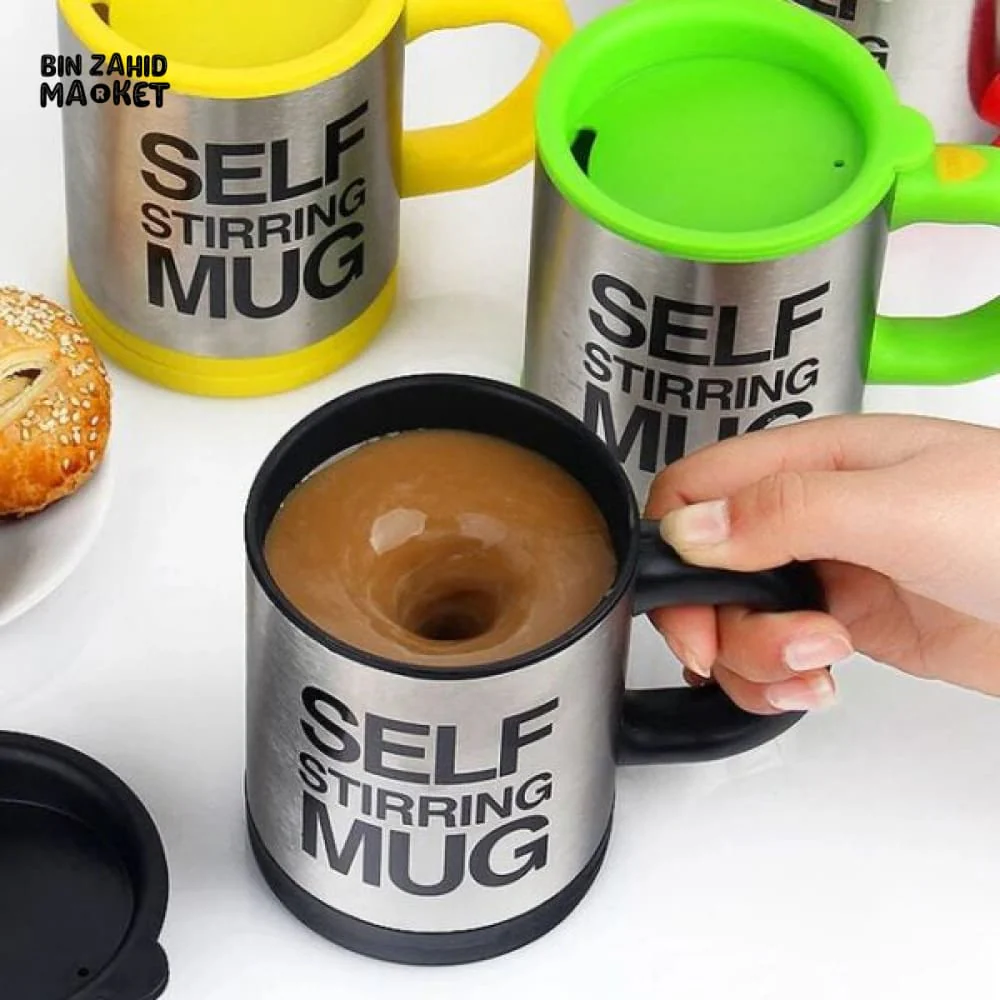 STAINLESS STEEL SELF STIRRING MUG – AUTO MIXING COFFEE CUP - Image 3