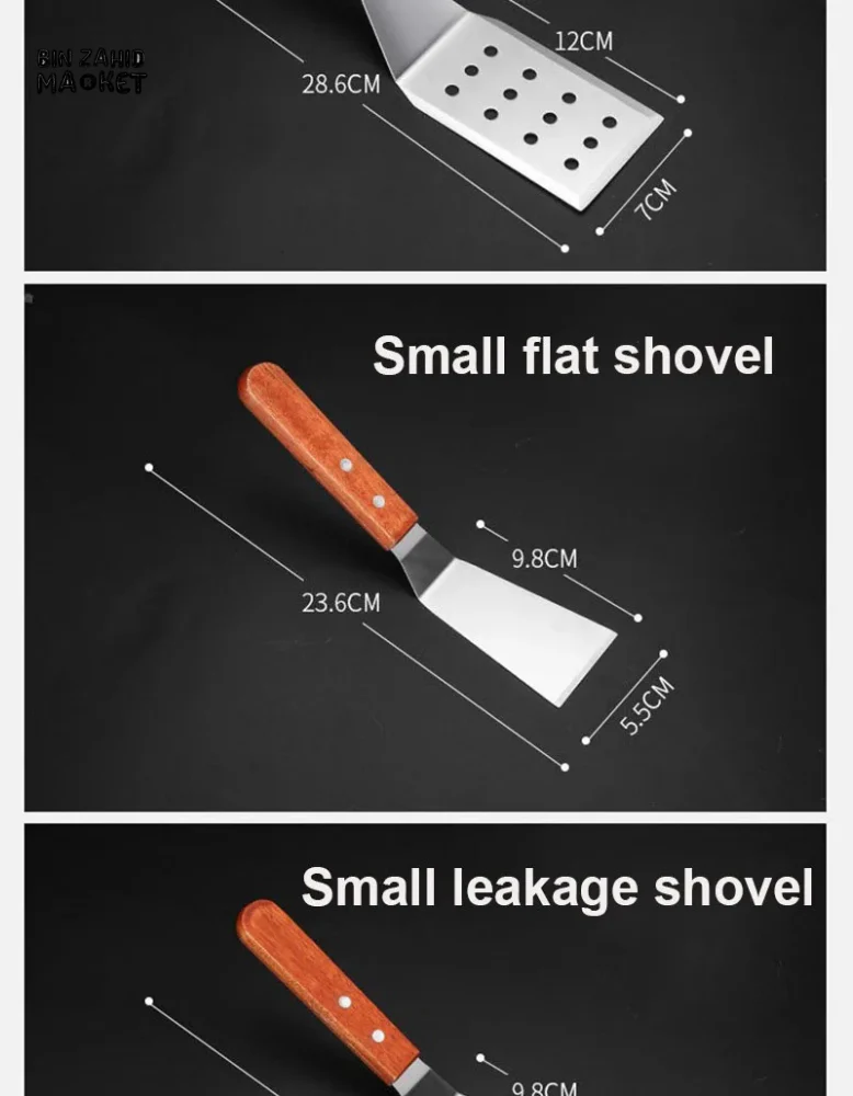 STAINLESS STEEL STEAK SPATULA WITH WOODEN HANDLE BBQ TURNER - Image 9
