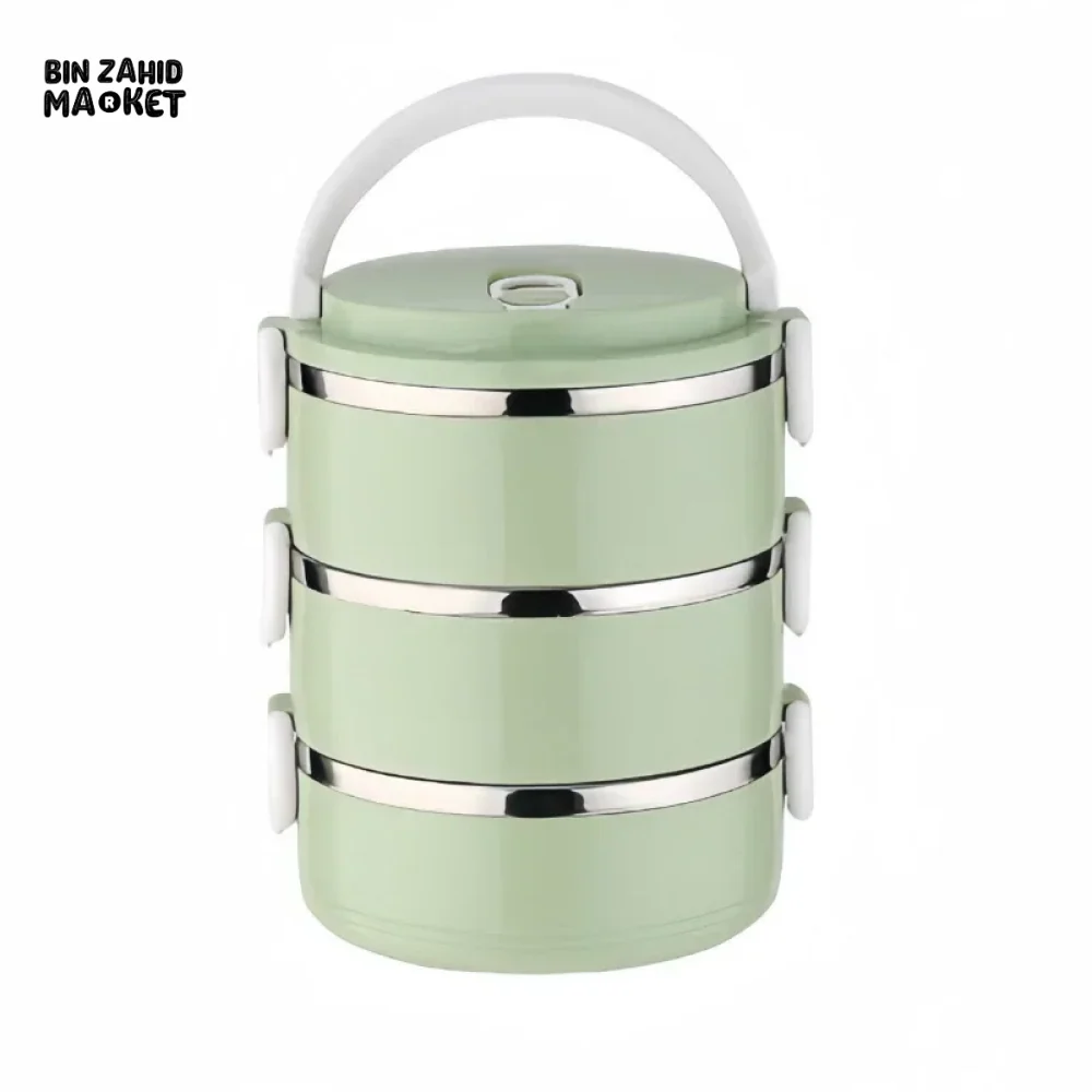 STAINLESS STEEL THERMAL LUNCH BOX  LEAKPROOF PORTABLE MULTI-PURPOSE CONTAINER - 3 LAYERS - Image 7
