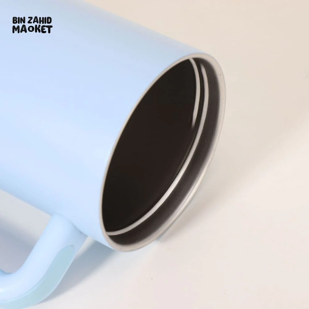STAINLESS STEEL TUMBLER 40 OZ – VACUUM INSULATED TRAVEL MUG WITH STRAW & HANDLE KEEPS DRINKS HOT & COLD - BLACK - Image 9