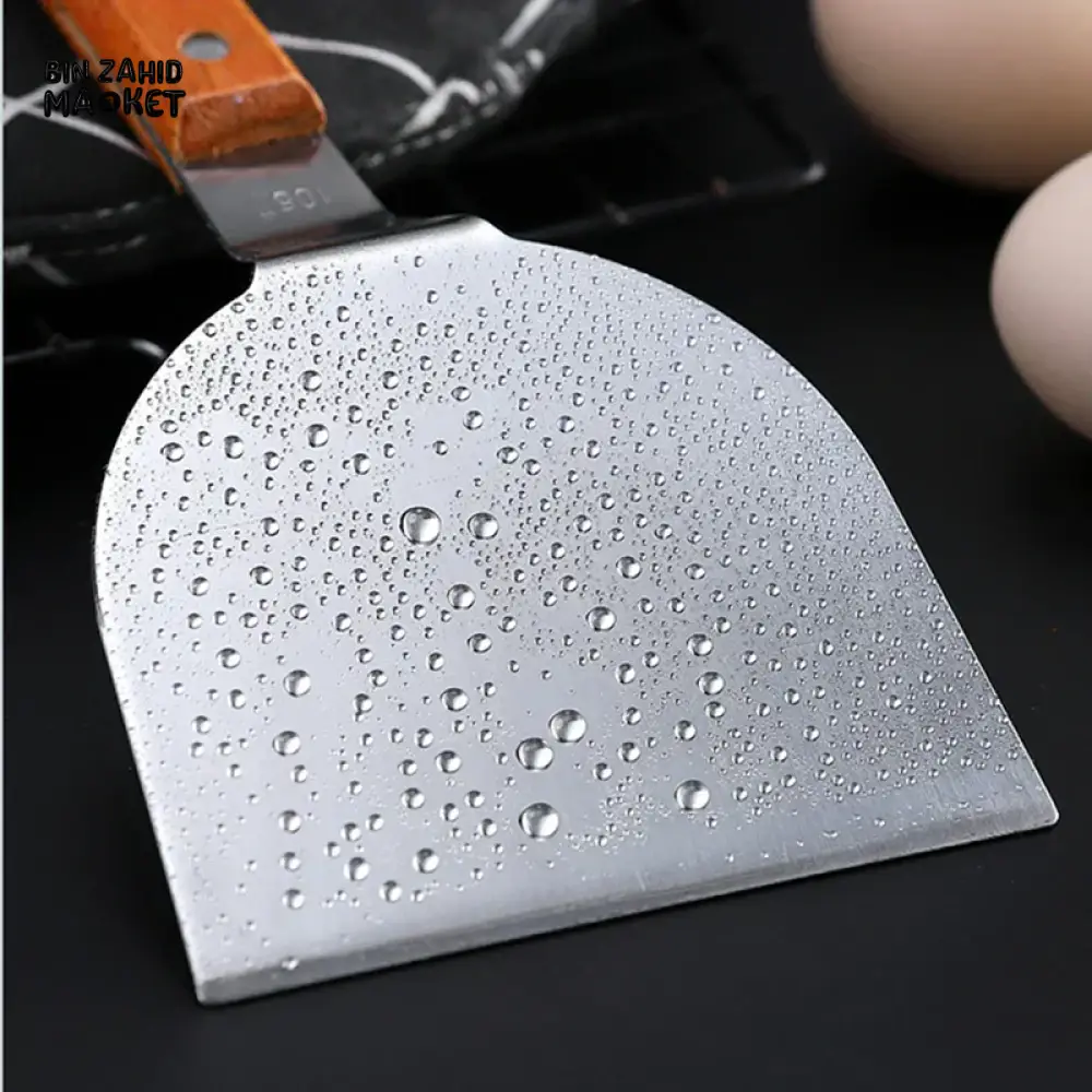 STAINLESS STEEL WOODEN HANDLE TEPPANYAKI SHOVEL NON-SLIP TURNER - Image 6