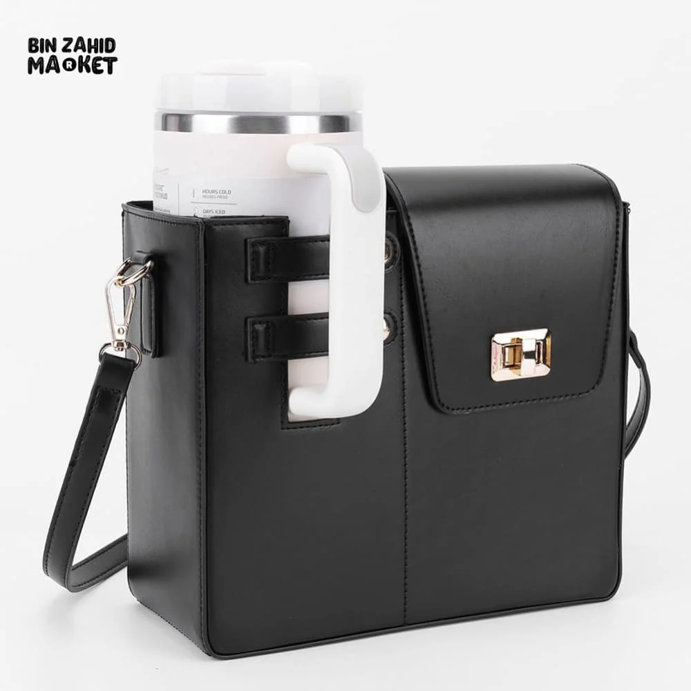 TUMBLERS CROSSBODY BAG – STYLISH PORTABLE ADJUSTABLE STRAP - BLACK - Image 3