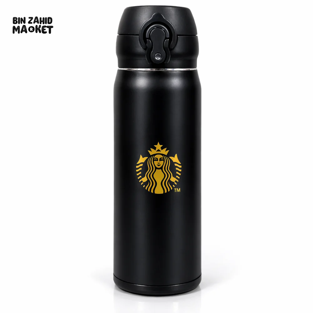 STARBUCKS STYLE 650ML MATTE BLACK INSULATED BOTTLE - Image 2