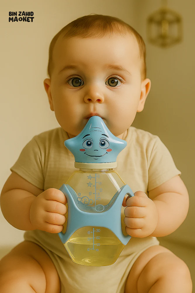 STARFISH DESIGN 10oz BABY FEEDER WITH HANDLES – BPA FREE, EASY GRIP, ANTI-COLIC – PERFECT FOR NEWBORN & TODDLERS