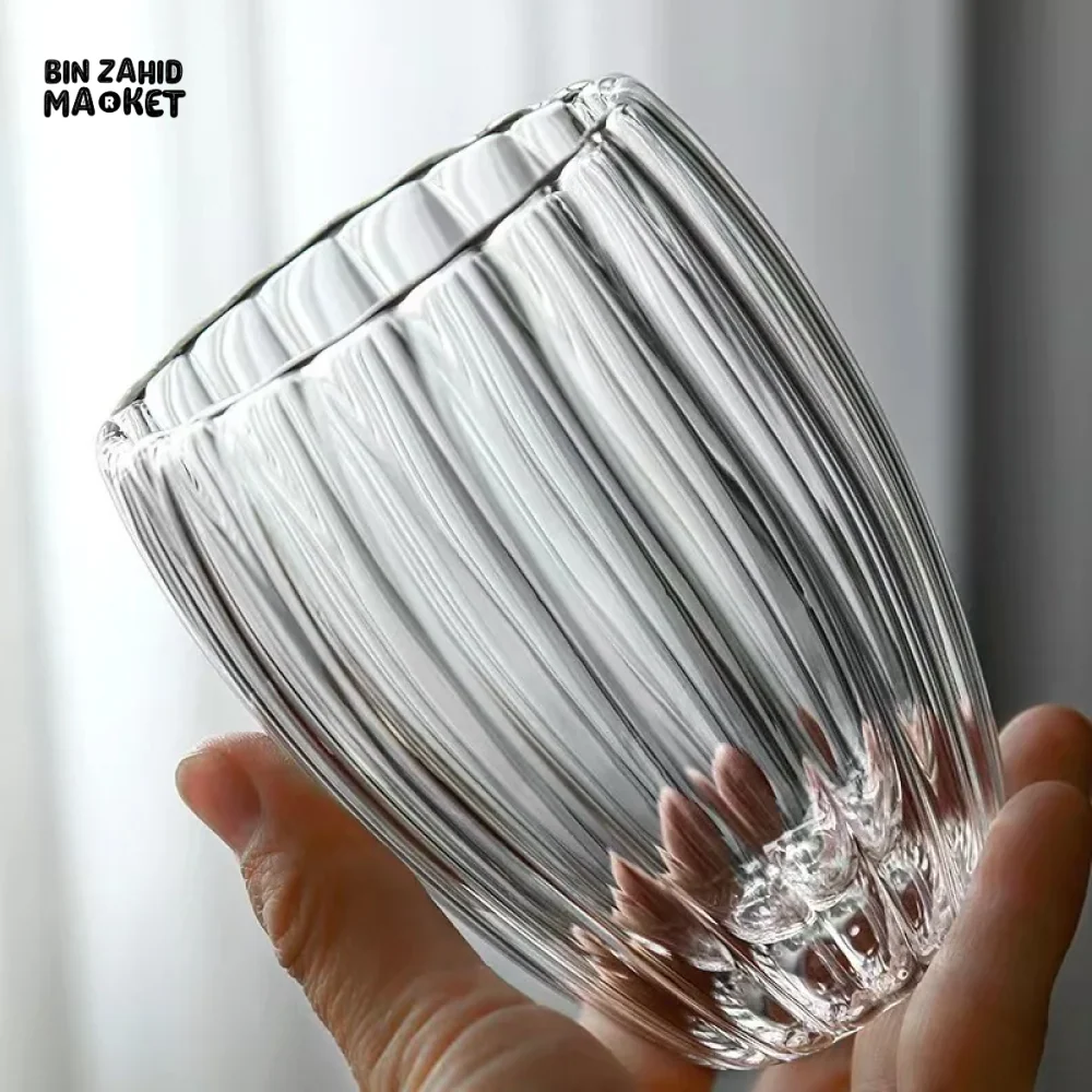 STRIPE DOUBLE WALL BOROSILICATE GLASS MUG 350ML – HEAT RESISTANT FOR TEA COFFEE JUICE - Image 11
