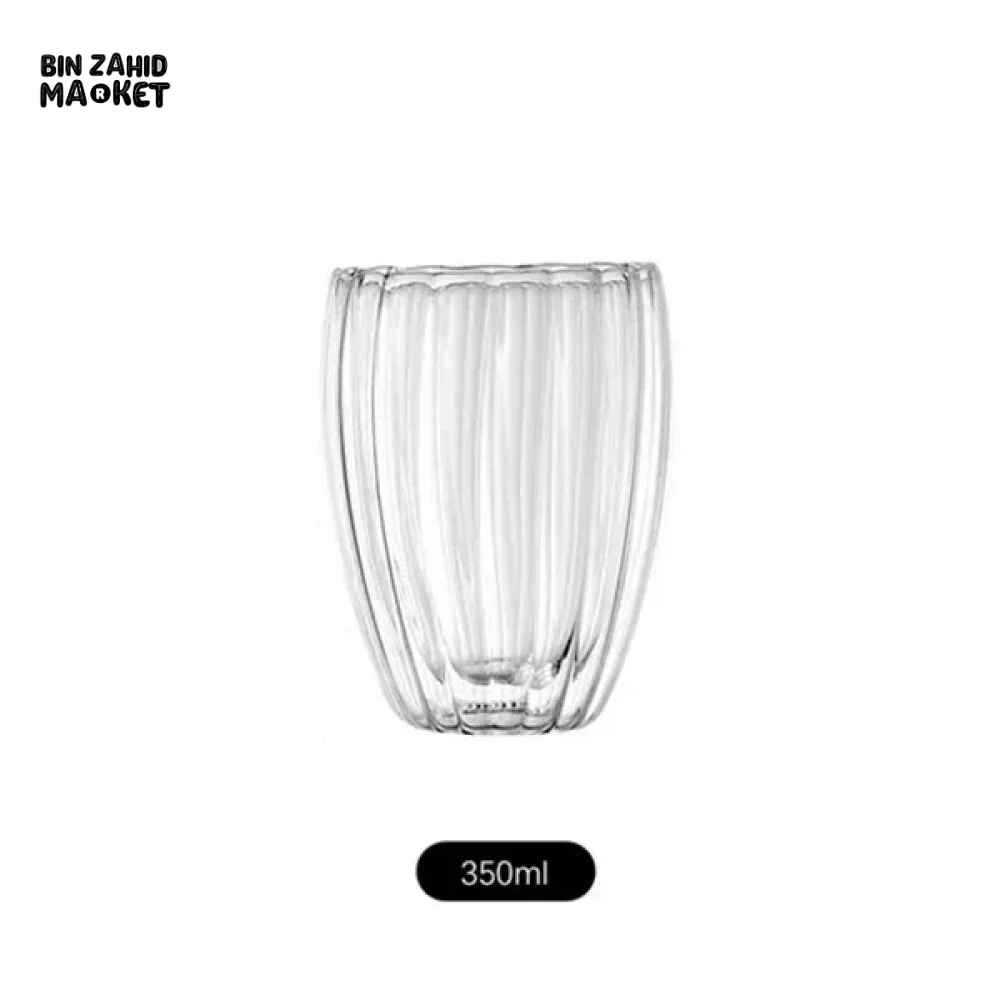STRIPE DOUBLE WALL BOROSILICATE GLASS MUG 350ML – HEAT RESISTANT FOR TEA COFFEE JUICE - Image 12