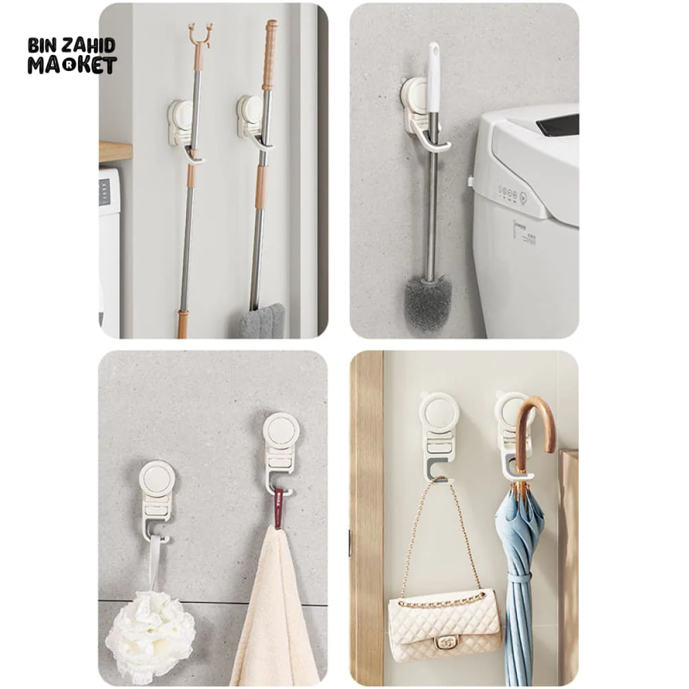 SUCTION CUP MOP HOLDER – WATERPROOF WALL MOUNT CLIP RACK FOR BROOM BRUSH & CLEANING TOOLS KITCHEN & BATHROOM STORAGE ORGANIZER - Image 5