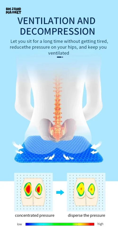 SUMMER GEL SEAT CUSHION BREATHABLE HONEYCOMB DESIGN FOR PRESSURE RELIEF BACK TAILBONE PAIN HOME OFFICE CHAIR CARS WHEELCHAIR - Image 12