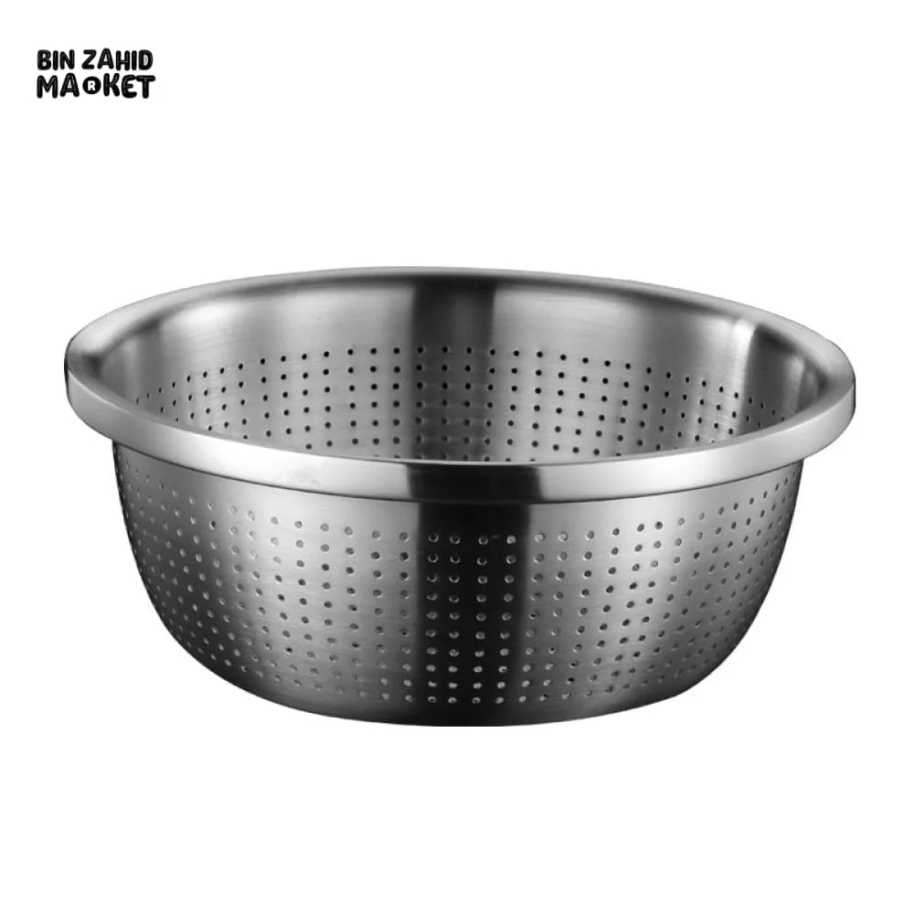 THICKEN STAINLESS STEEL DRAIN BASIN VEGETABLE FRUIT COLANDER RICE SIEVE KITCHEN ACCESSORY - Image 12