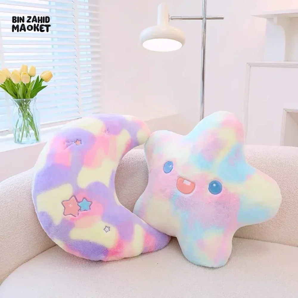 TIE-DYE STAR & MOON PLUSH CUSHION PAIR - Image 2