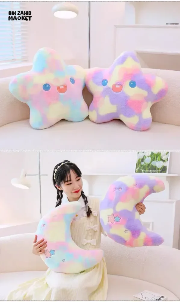 TIE-DYE STAR & MOON PLUSH CUSHION PAIR - Image 4