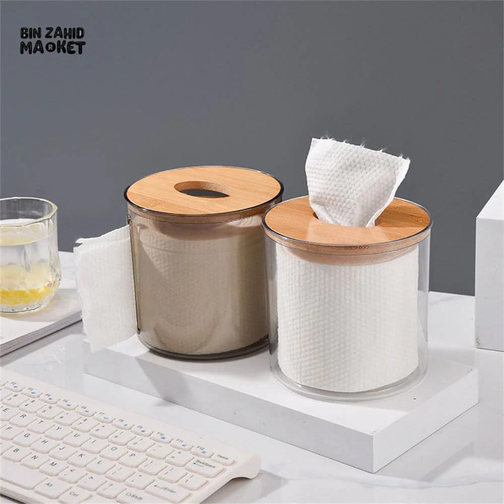 TISSUE STORAGE BOX WITH WOODEN COVER – ROLL PAPER DISPENSER & NAPKIN HOLDER FOR BATHROOM - Image 4