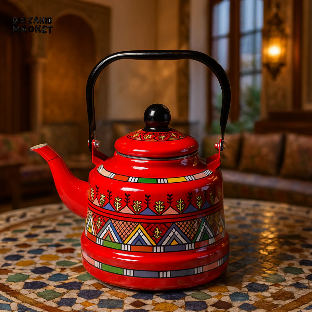 TRADITIONAL PATTERN ENAMEL TEAPOT - LUXURY RED 2.5 LITRE