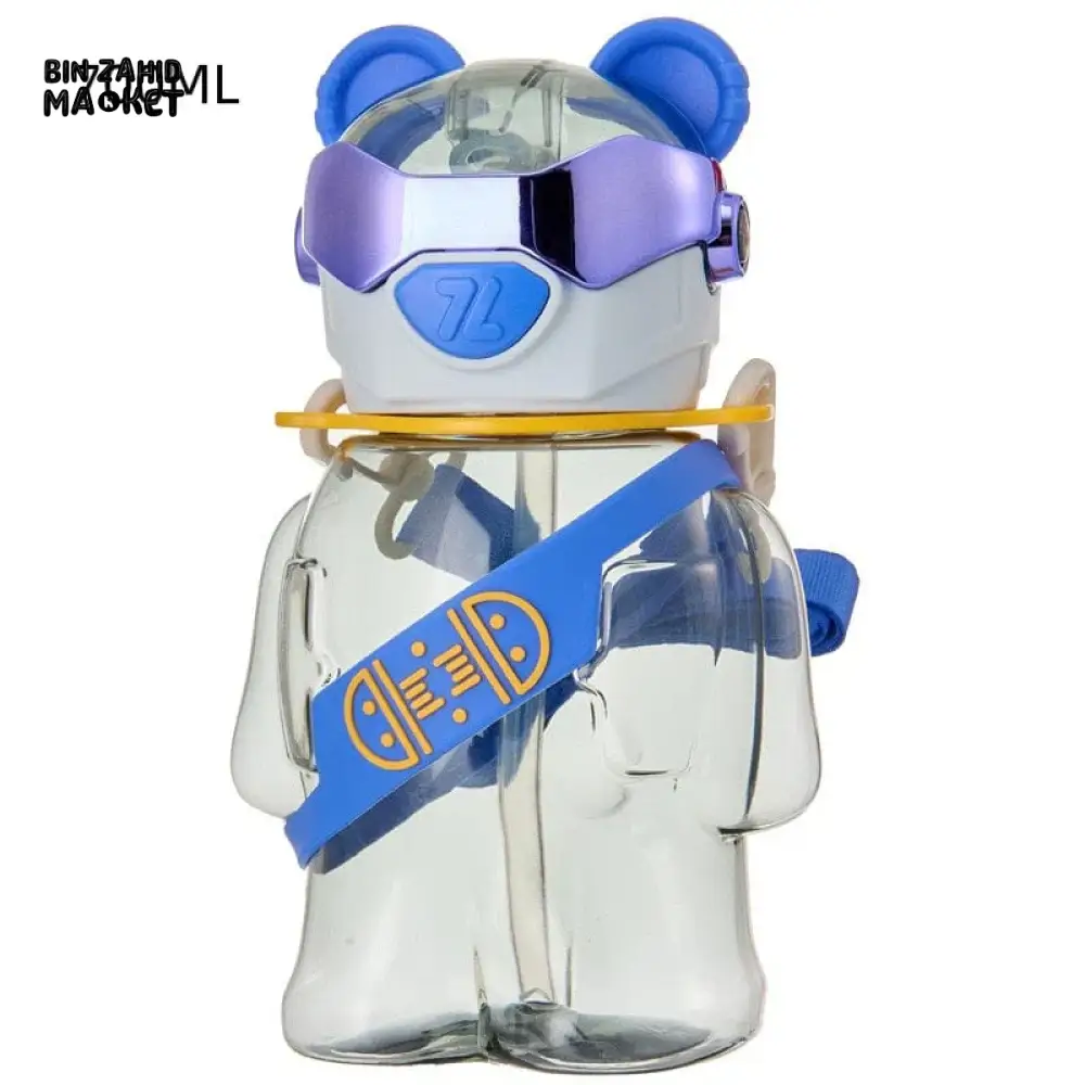 TRANSPARENT BEAR KIDS WATER BOTTLE 700ML – LEAK-PROOF STRAW LID WITH STRAP - Image 4