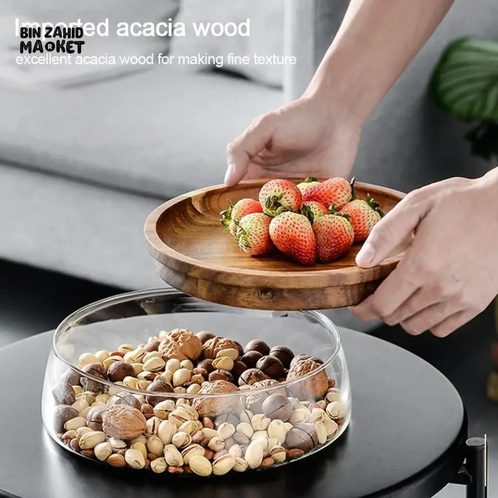 TRANSPARENT GLASS STORAGE CANISTER WITH WOODEN LID - Image 2