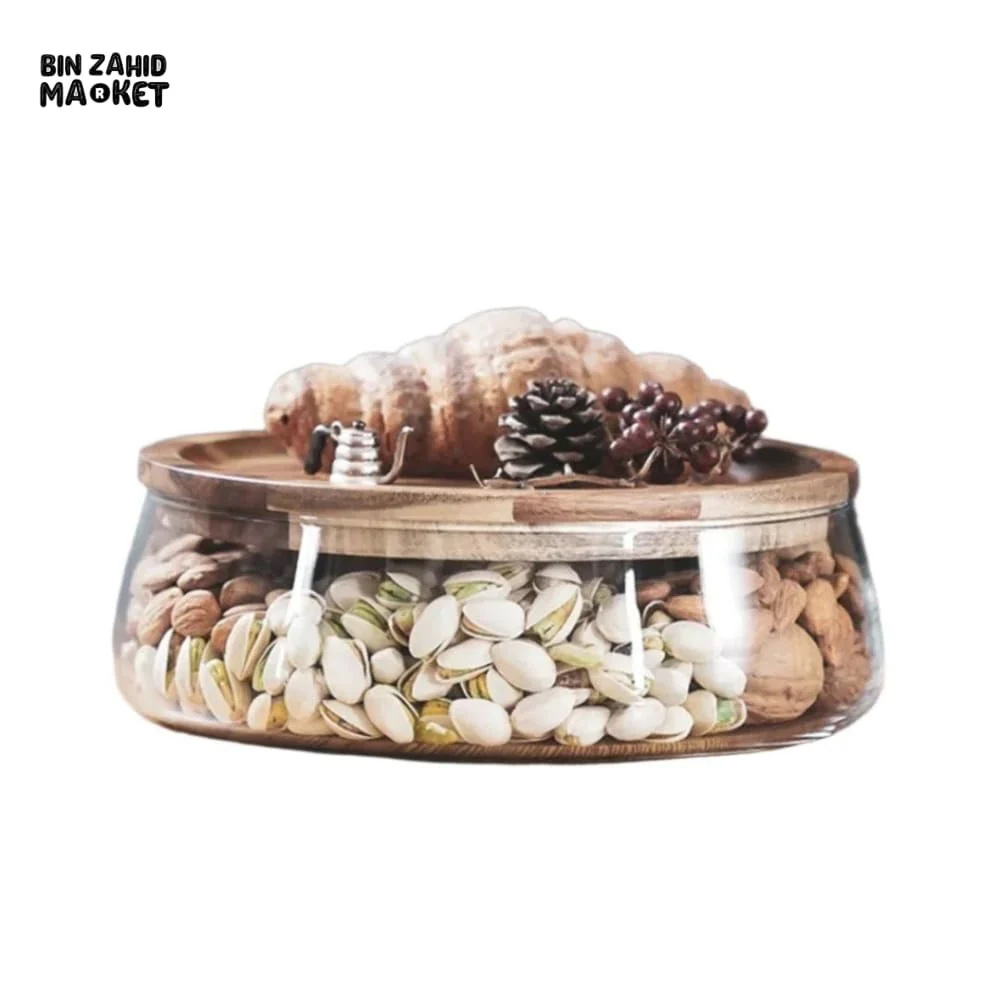 TRANSPARENT GLASS STORAGE CANISTER WITH WOODEN LID - Image 3