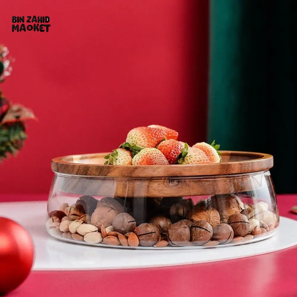 TRANSPARENT GLASS STORAGE CANISTER WITH WOODEN LID - Image 5