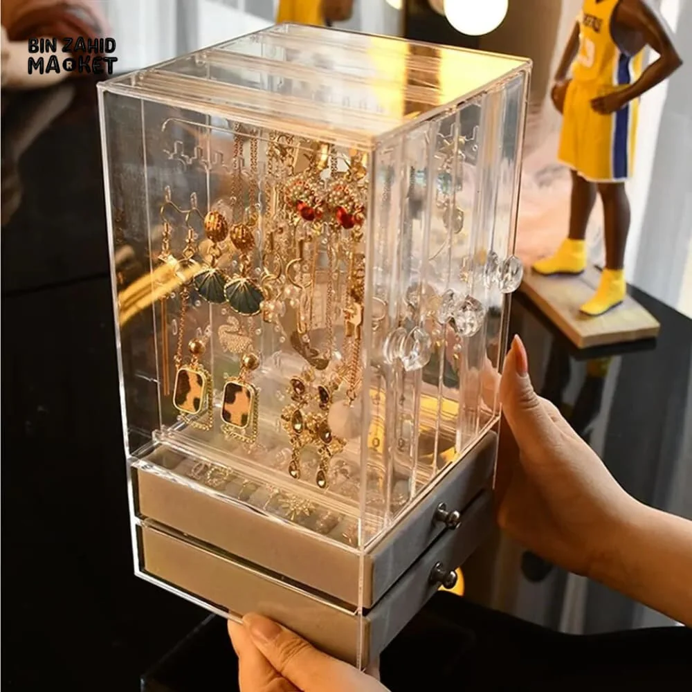 TRANSPARENT JEWELRY ORGANIZER BOX WITH DRAWER - Image 4
