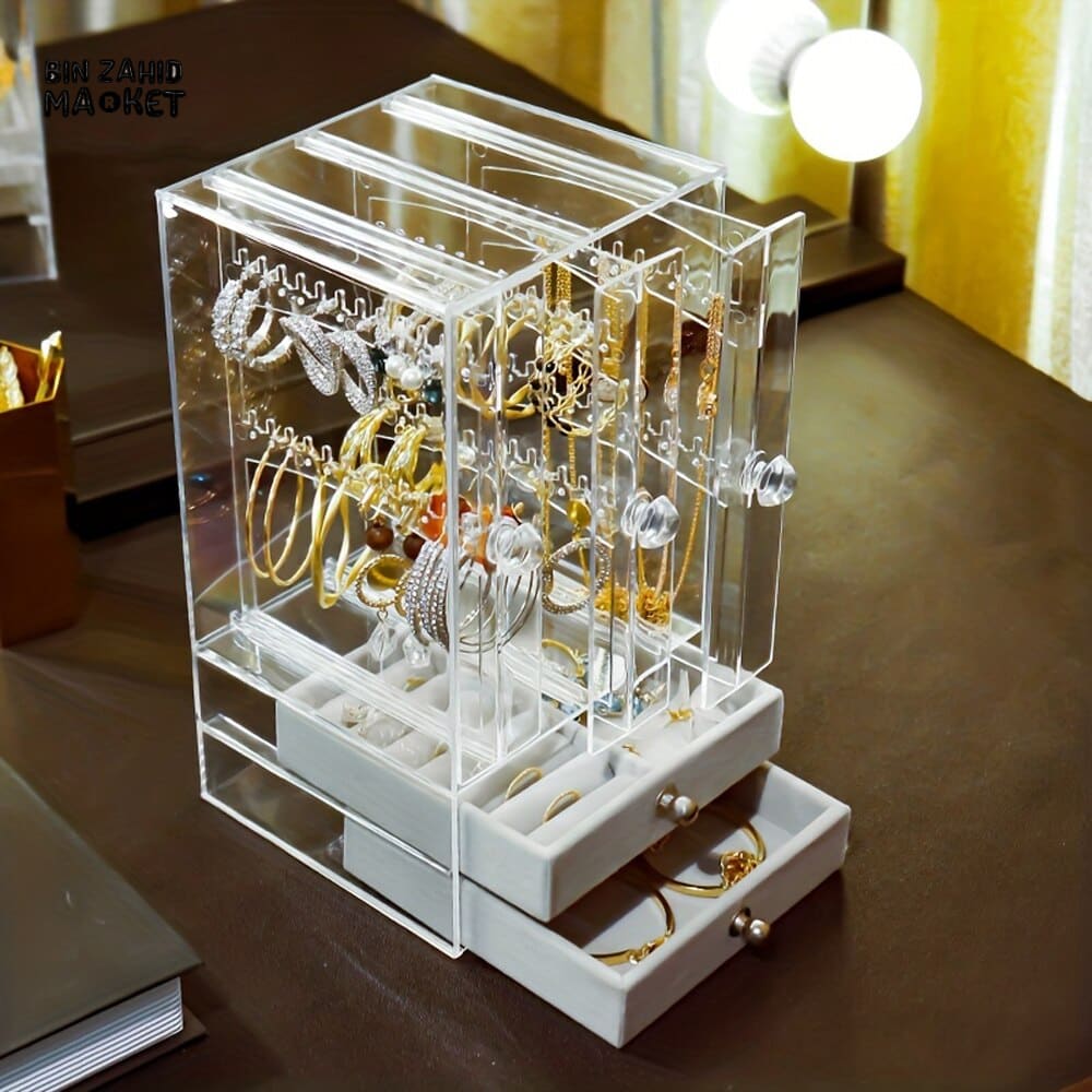 TRANSPARENT JEWELRY ORGANIZER BOX WITH DRAWER - Image 5