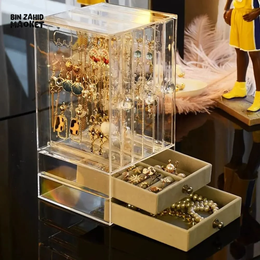 TRANSPARENT JEWELRY ORGANIZER BOX WITH DRAWER - Image 6