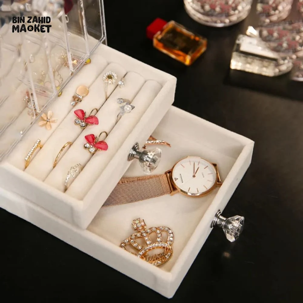 TRANSPARENT JEWELRY ORGANIZER BOX WITH DRAWER - Image 7
