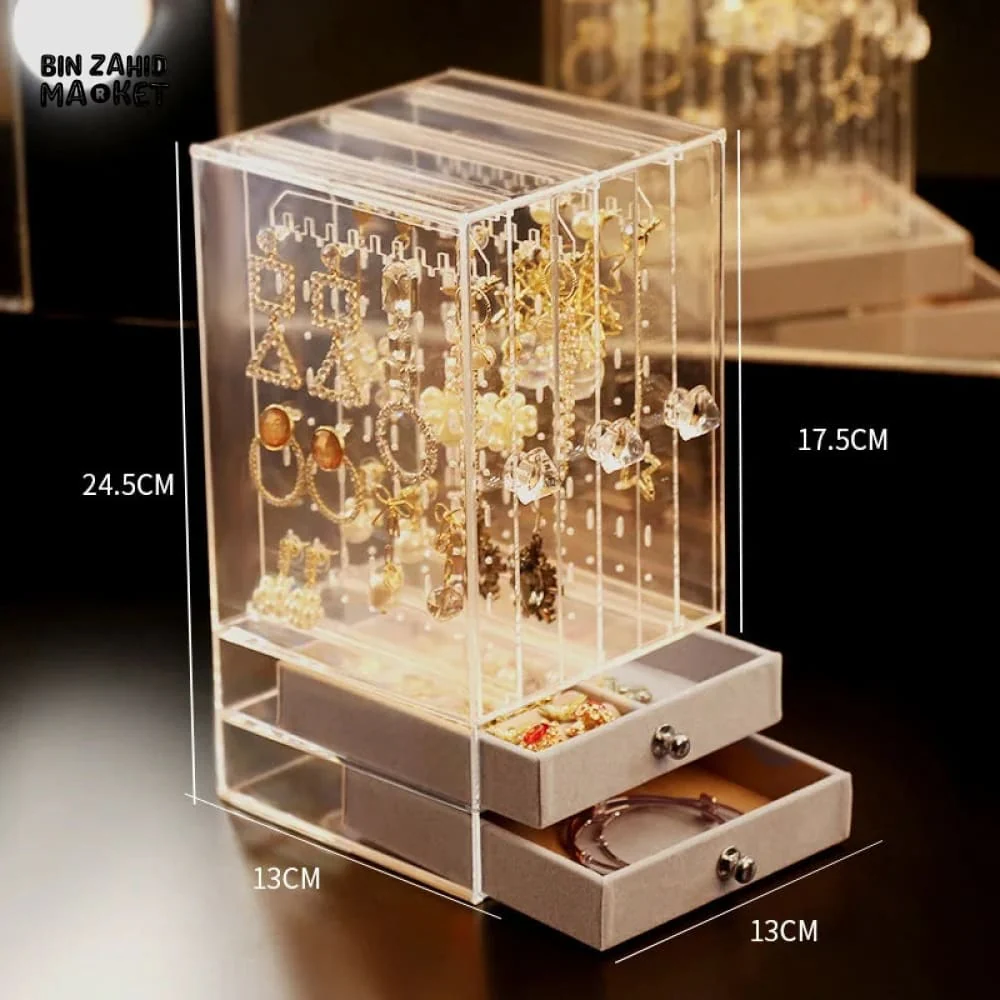 TRANSPARENT JEWELRY ORGANIZER BOX WITH DRAWER - Image 8