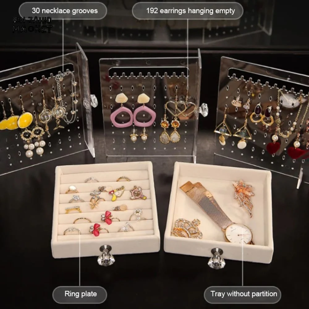 TRANSPARENT JEWELRY ORGANIZER BOX WITH DRAWER - Image 9