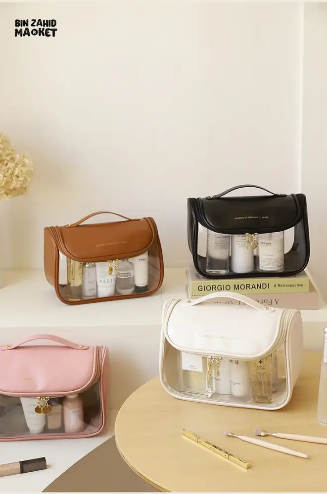 TRANSPARENT PORTABLE MAKEUP BAG – LARGE CAPACITY PU TRAVEL BAG - Image 14