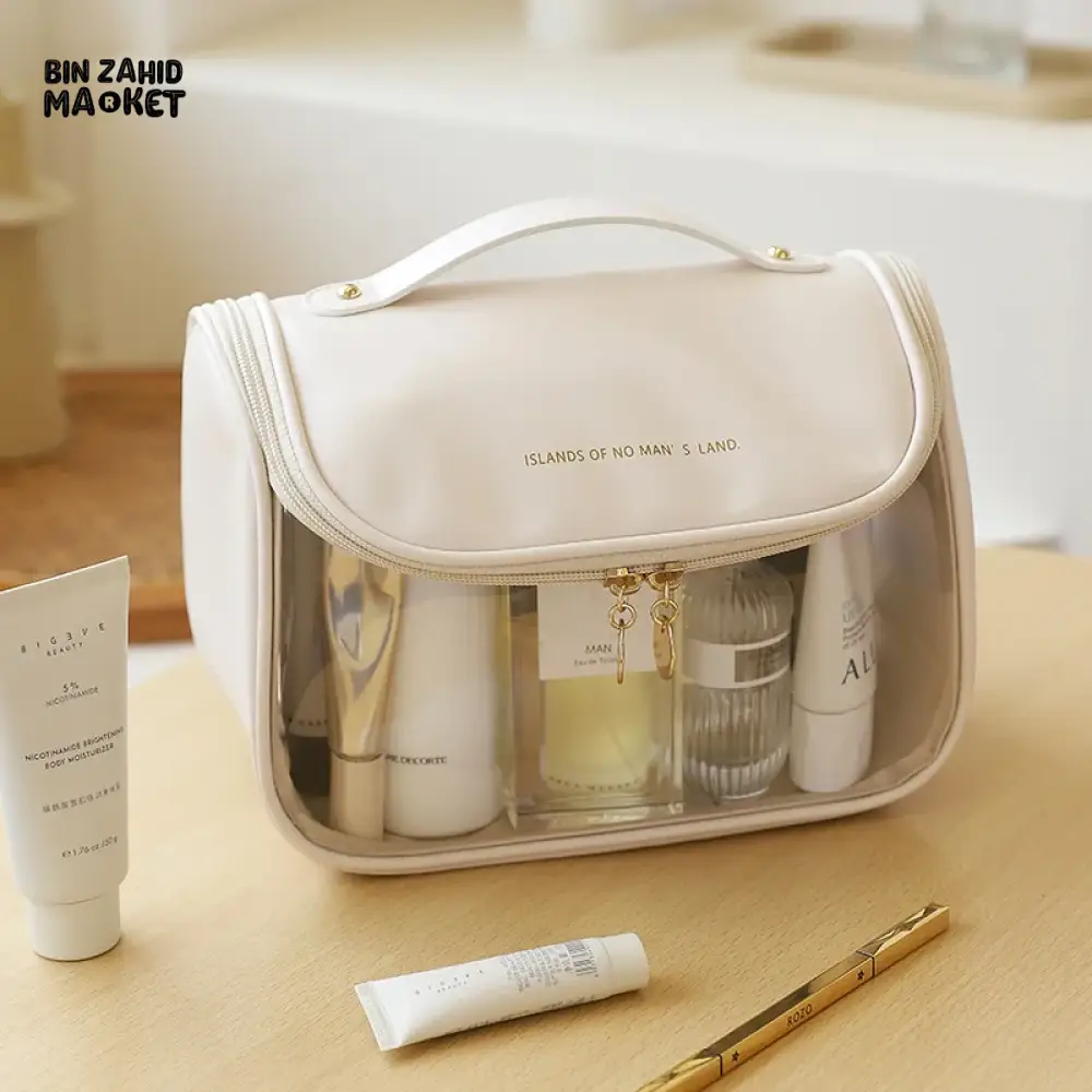TRANSPARENT PORTABLE MAKEUP BAG – LARGE CAPACITY PU TRAVEL BAG - Image 2