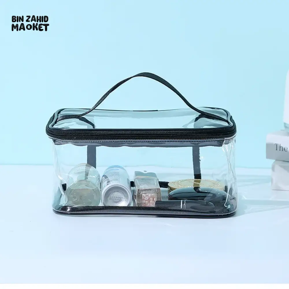 TRANSPARENT PVC WATERPROOF MAKEUP BAG – LARGE CAPACITY TRAVEL TOILETRY & MULTIFUNCTION STORAGE BAG