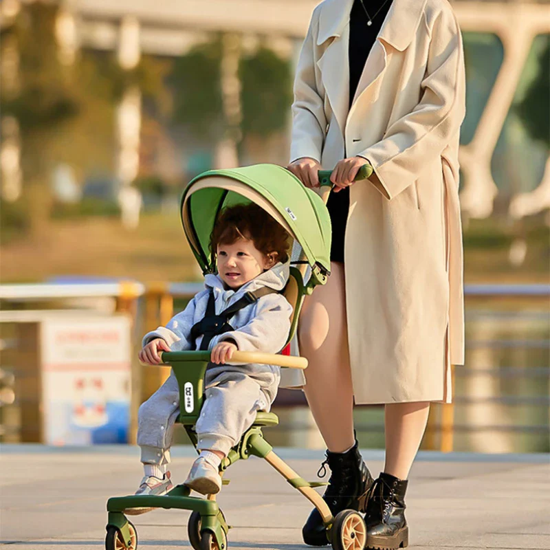 TWO-WAY REVERSIBLE FOLDABLE HIGH-VIEW STROLLER | MULTIFUNCTIONAL SIT & RECLINE TRAVEL BUGGY FOR BABIES - Image 4