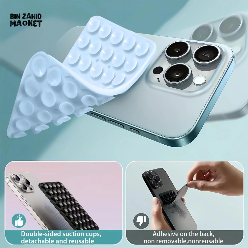 UNIVERSAL SUCTION PHONE MAT — STRONG GRIP WALL & BACK STICKER - Image 2