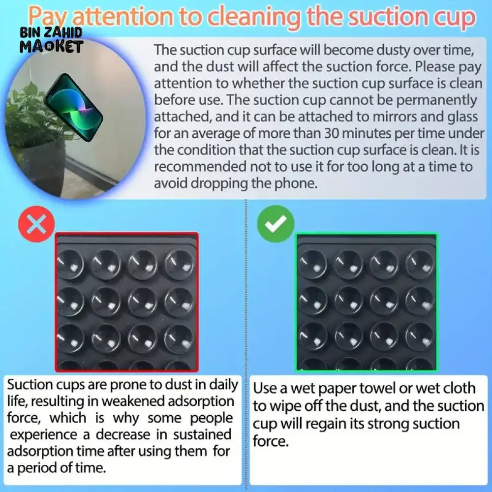 UNIVERSAL SUCTION PHONE MAT — STRONG GRIP WALL & BACK STICKER - Image 6