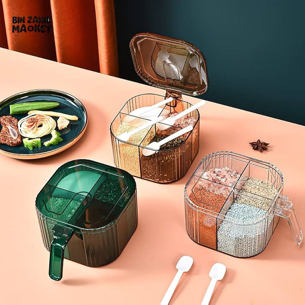 MULTI-COMPARTMENT SPICE BOX – KITCHEN SALT & SEASONING JAR SET - Image 5