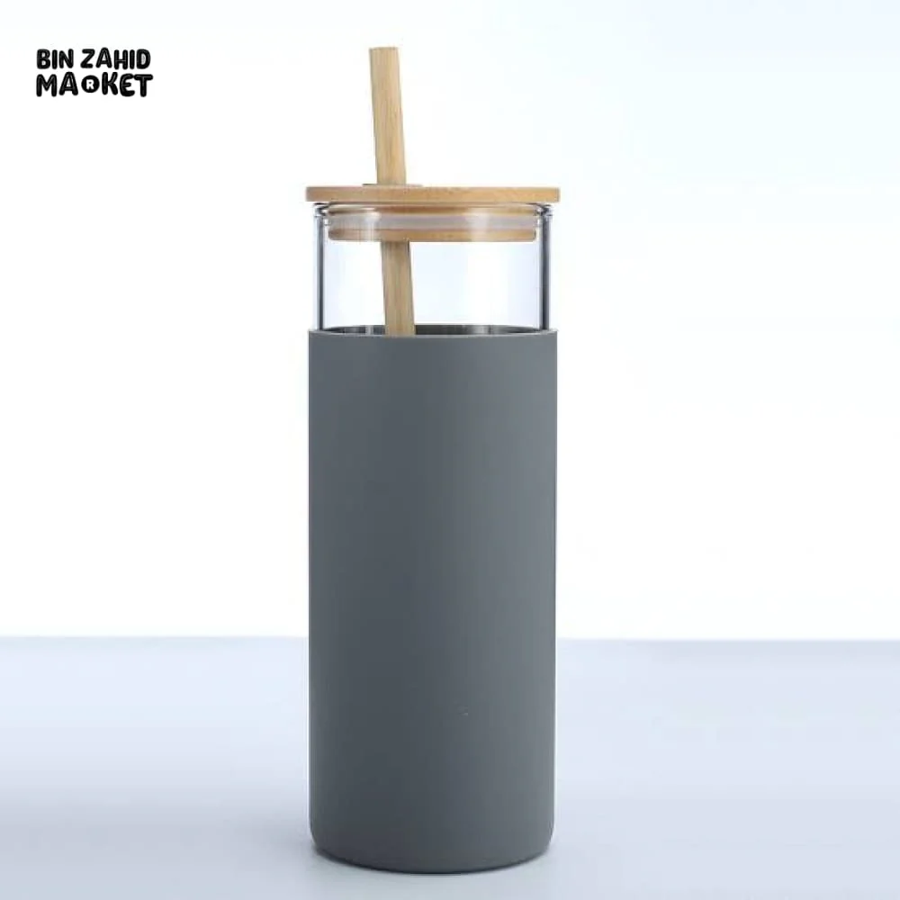 ECO CHIC GLASS TUMBLERS WITH WOODEN STRAW - 550ML - Image 3