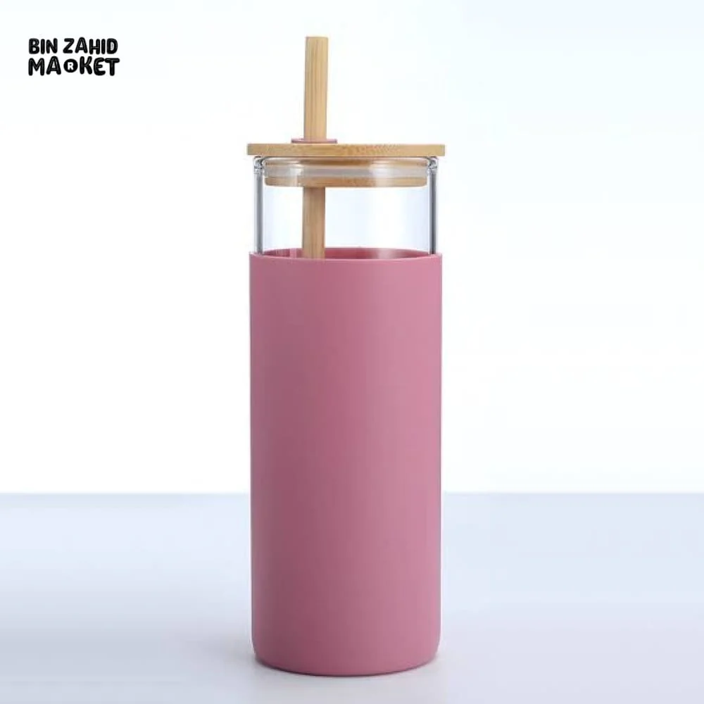 ECO CHIC GLASS TUMBLERS WITH WOODEN STRAW - 550ML - Image 5