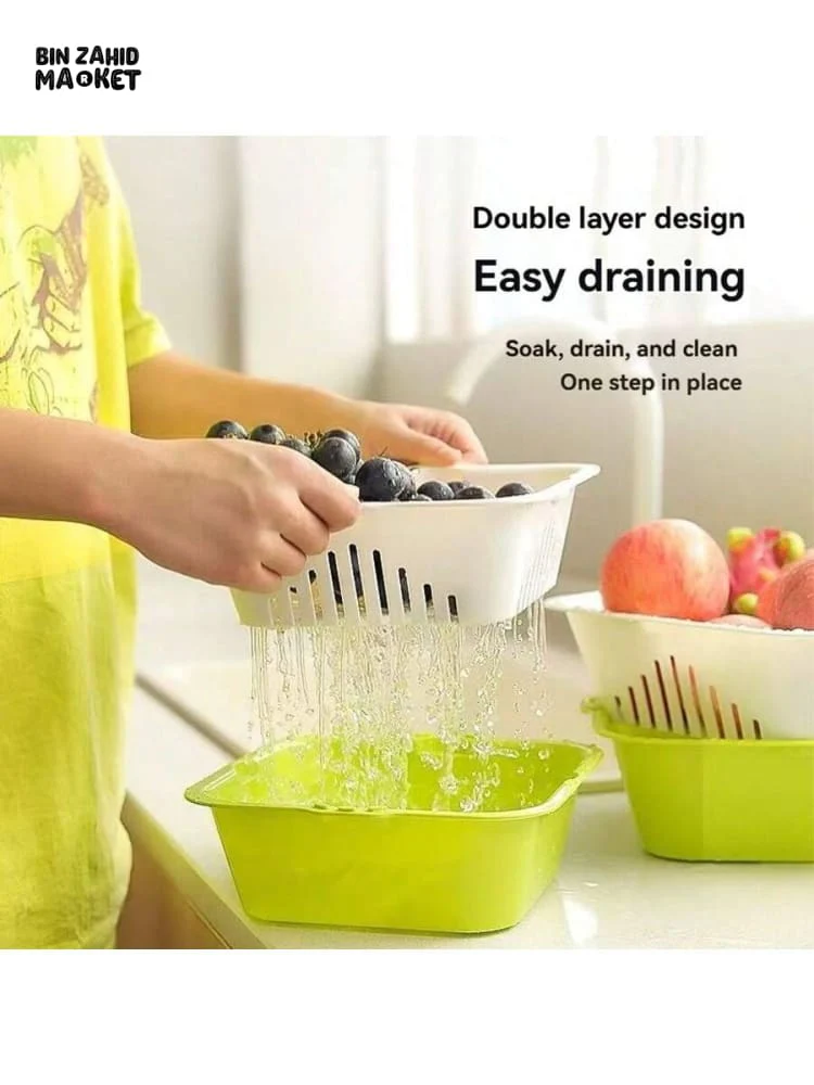 VEGETABLE & FRUIT WASHING BASKET – DOUBLE-LAYER SINK DRAINER - Image 3