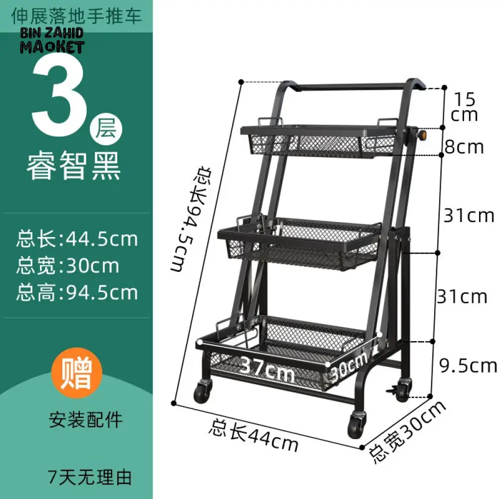 VEGETABLE TROLLEY STORAGE RACK MULTIFUNCTIONAL STRETCHABLE KITCHEN ORGANIZER MOVABLE - Image 7
