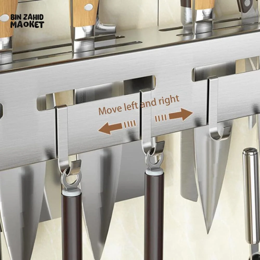 WALL-MOUNTED KITCHEN STORAGE RACK – ALUMINUM SPICE & UTENSIL ORGANIZER HOLDER - Image 2