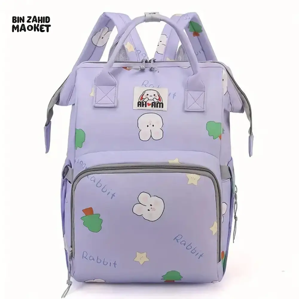 WATERPROOF BABY DIAPER BAG – RABBIT DESIGN SUNSHINE - PURPLE