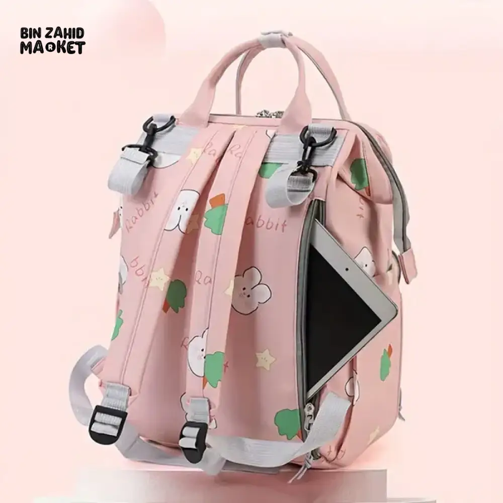 WATERPROOF BABY DIAPER BAG – RABBIT DESIGN SUNSHINE - PURPLE - Image 4