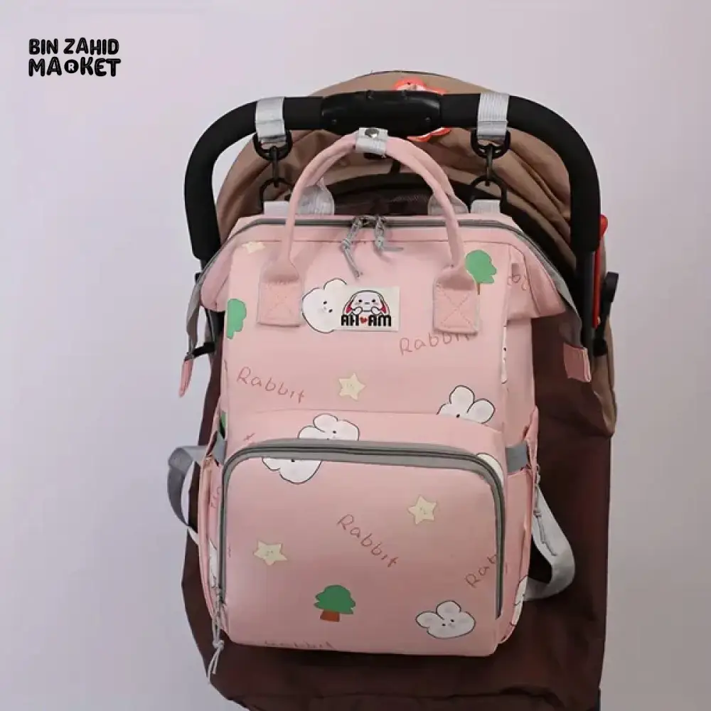 WATERPROOF BABY DIAPER BAG – RABBIT DESIGN SUNSHINE - PURPLE - Image 6
