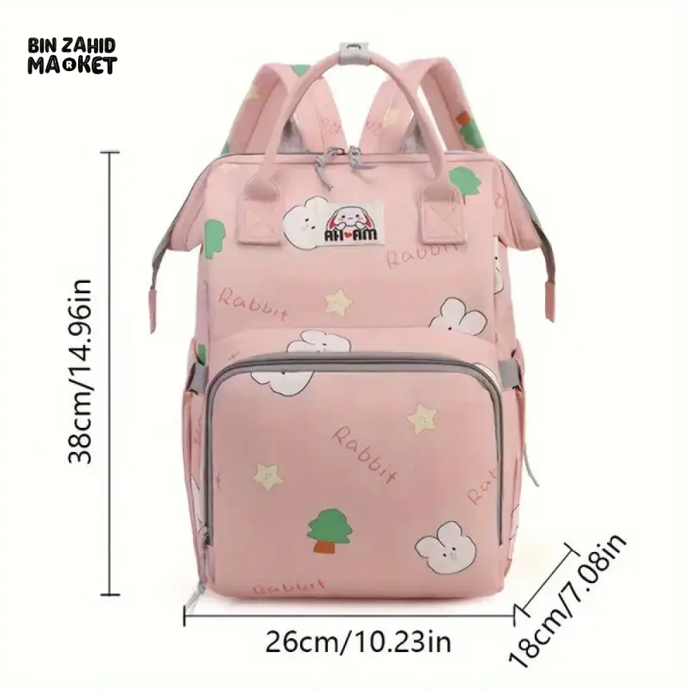 WATERPROOF BABY DIAPER BAG – RABBIT DESIGN SUNSHINE - PURPLE - Image 7
