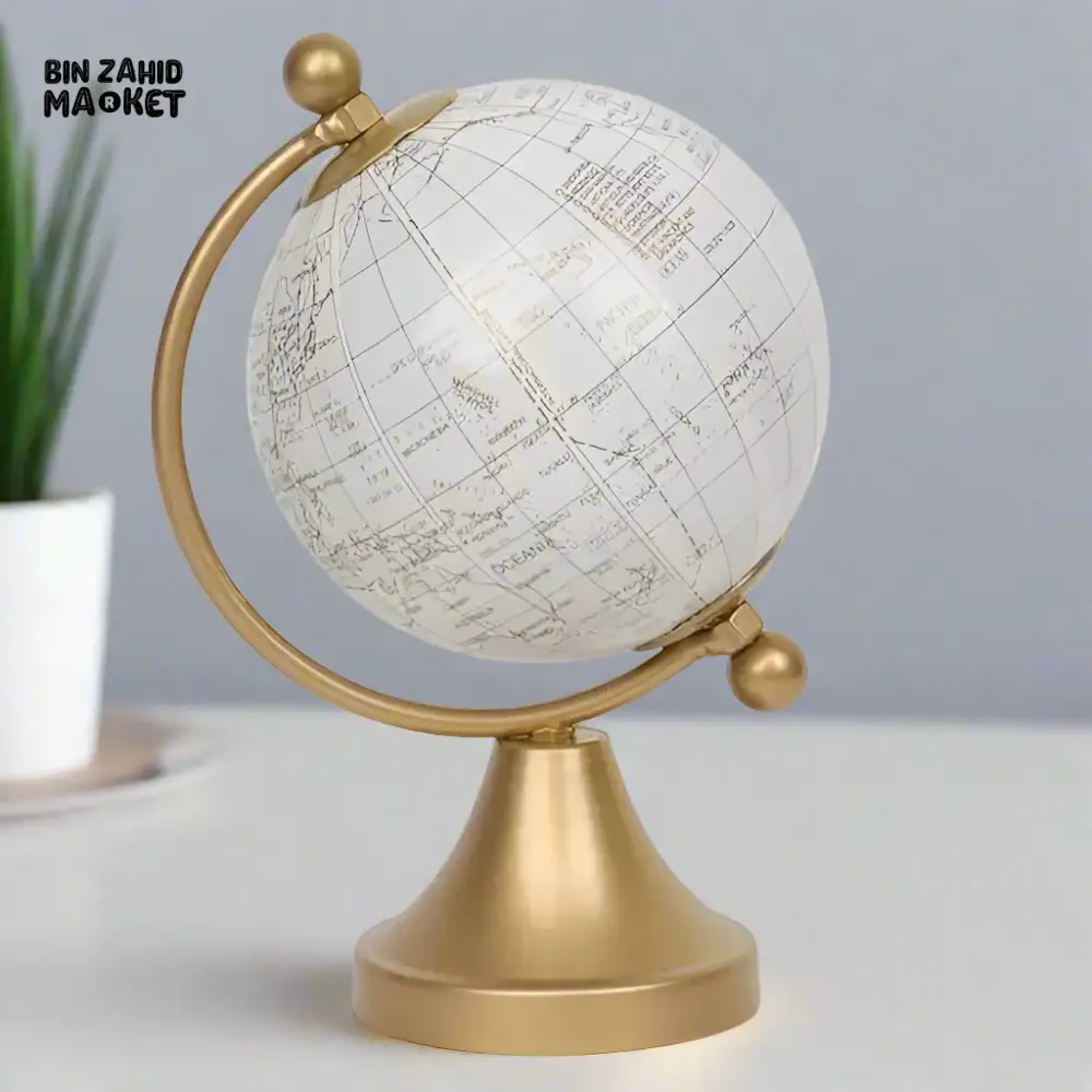 WHITE & BLACK GOLD DECORATIVE GLOBE – LUXURY DESK ORNAMENT 9X14CM - Image 2