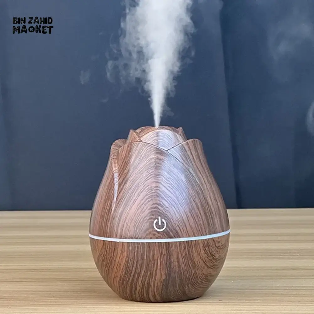 WOOD GRAIN AROMA DIFFUSER HUMIDIFIER – USB QUIET MIST MAKER WITH COLORFUL GRADIENT LIGHT FOR BEDROOM & OFFICE - Image 5