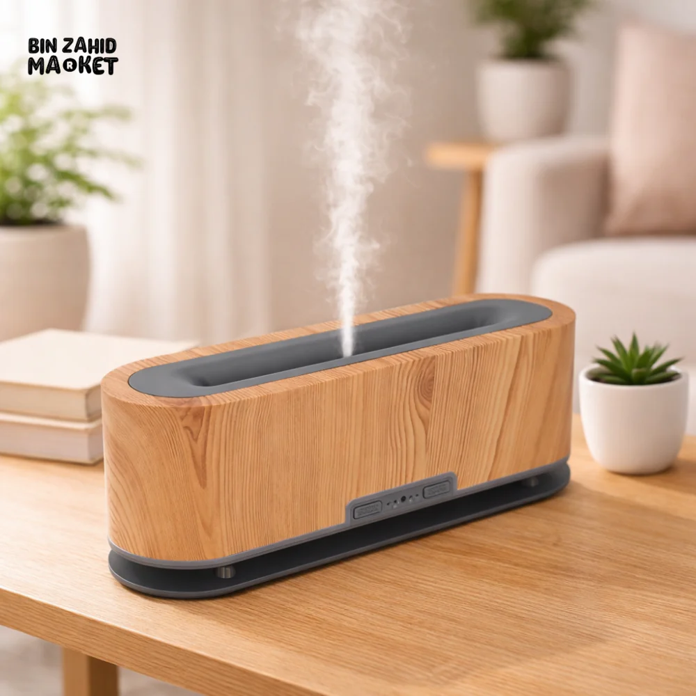 WOOD GRAIN ULTRASONIC HUMIDIFIER – MODERN AROMATHERAPY ESSENTIAL OIL DIFFUSER FOR HOME - Image 2