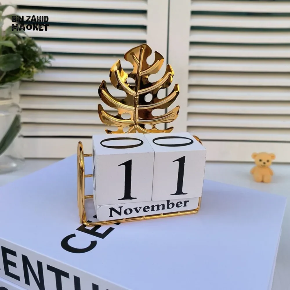 WOODEN BLOCK PERPETUAL DESK CALENDAR DAILY MONTH & DATE DISPLAY FARMHOUSE-STYLE DESKTOP ACCESSORY - Image 4