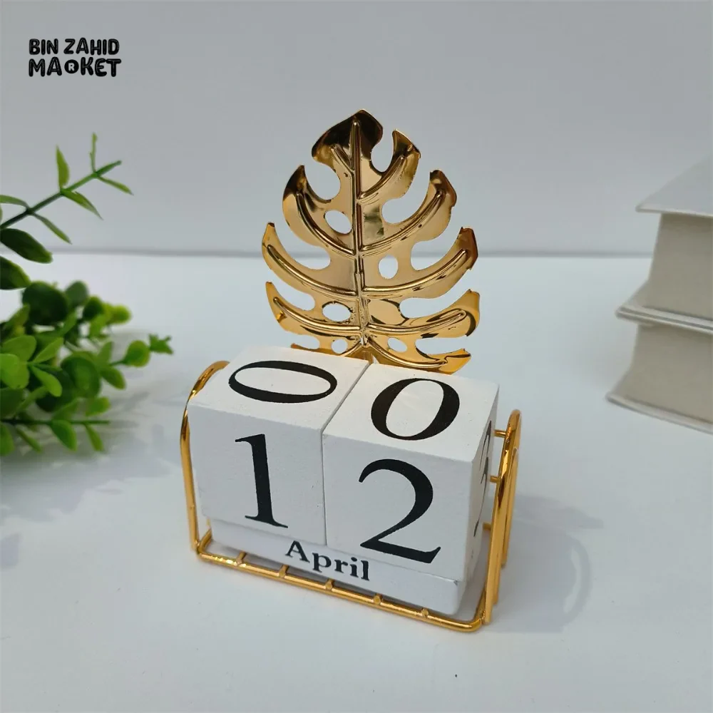 WOODEN BLOCK PERPETUAL DESK CALENDAR DAILY MONTH & DATE DISPLAY FARMHOUSE-STYLE DESKTOP ACCESSORY - Image 6